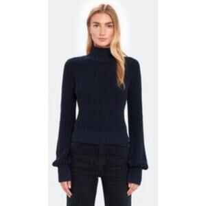Billie the Label Starling Navy Blue Mock Neck Amelia Sweater Womens Medium New